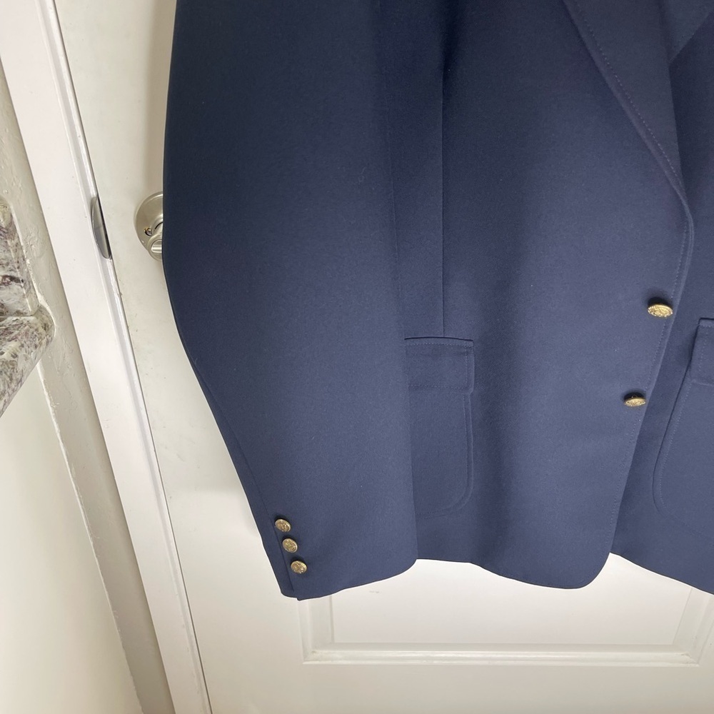 Edward’s Navy Blue Men’s Blazer size 48 L single breasted gold metal buttons - Picture 7 of 7